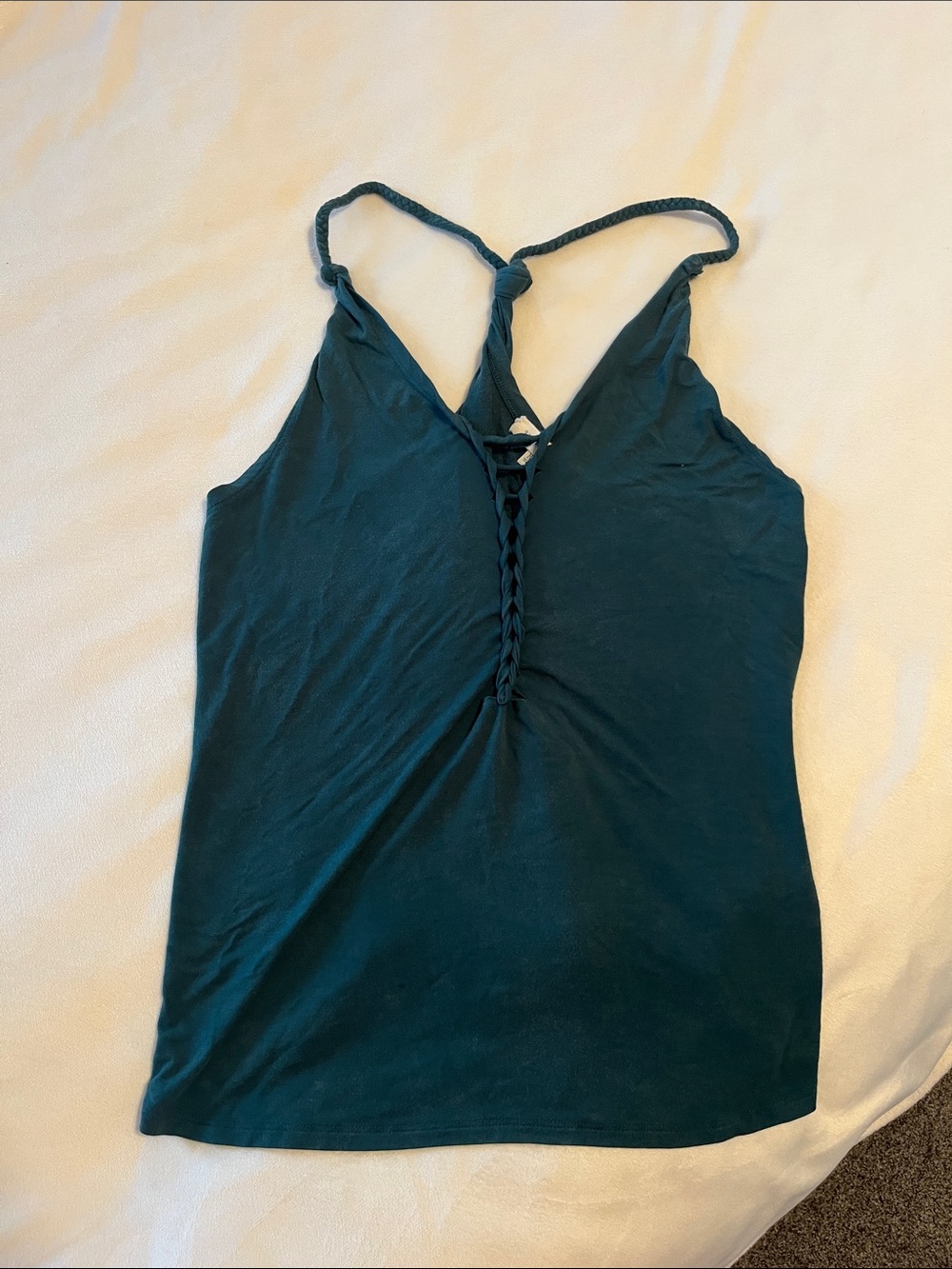 Women’s Gilded Intent dark green Braided V-Neck Tank Top